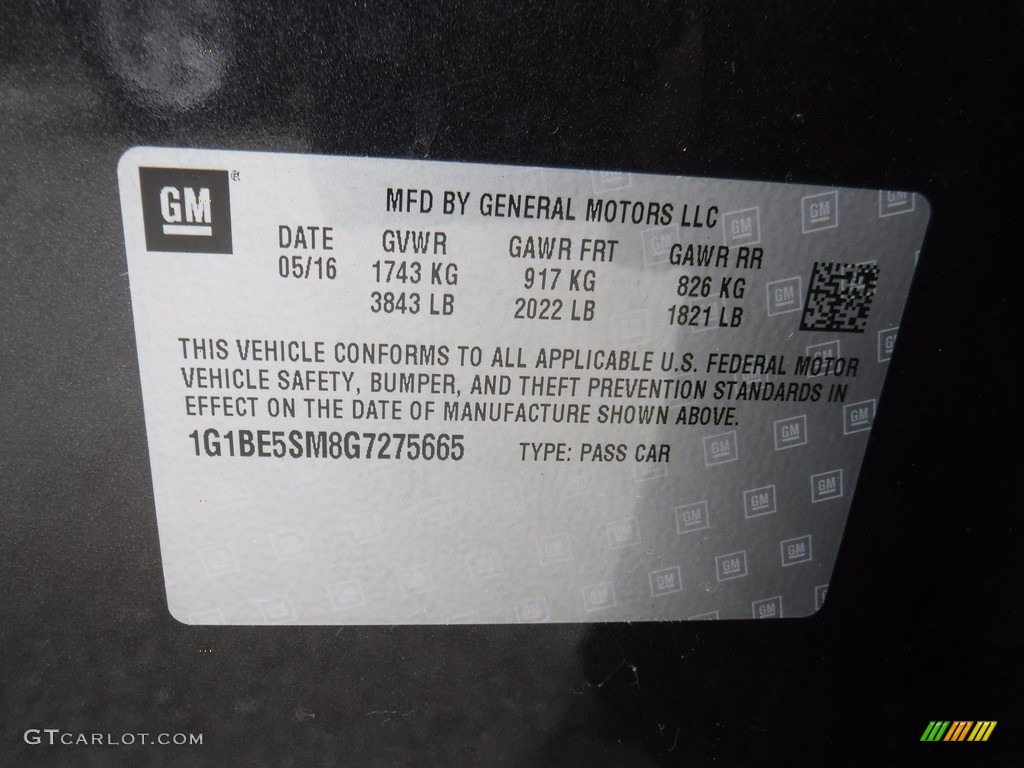 2016 Cruze LT Sedan - Tungsten Metallic / Jet Black photo #34