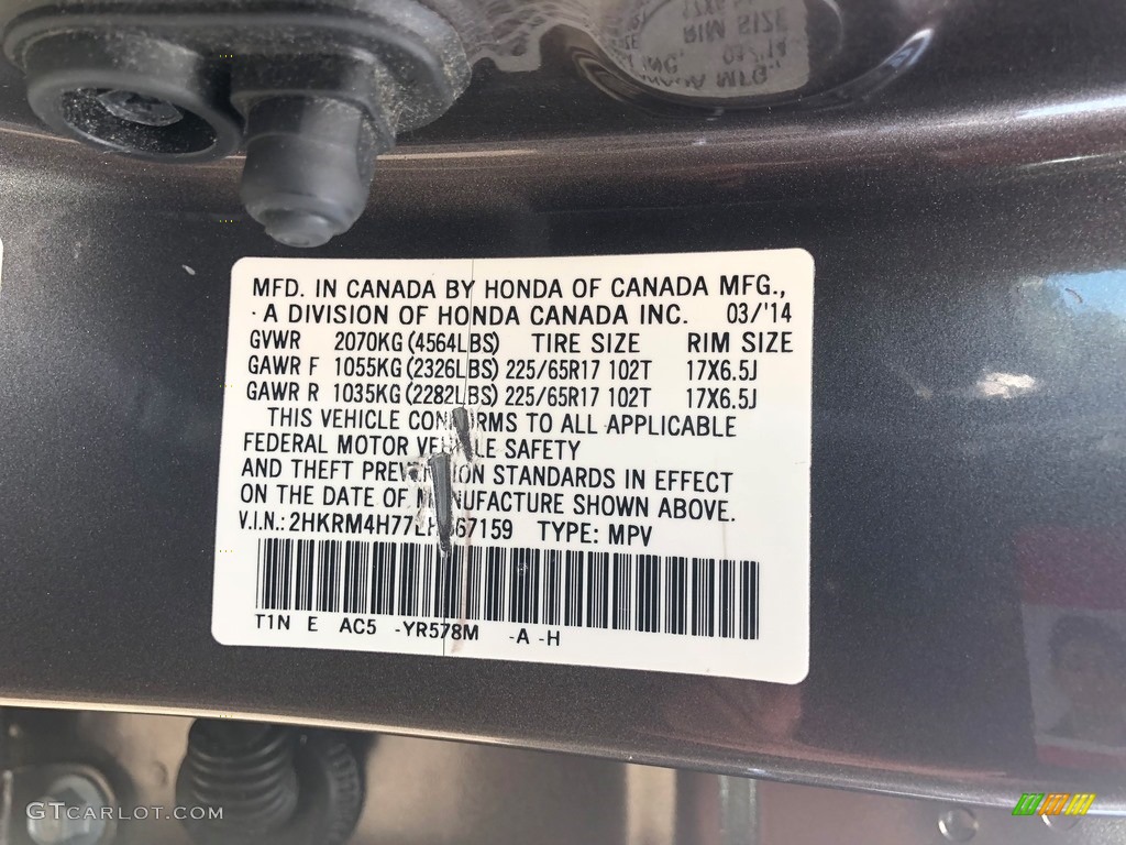 2014 CR-V EX-L AWD - Urban Titanium Metallic / Black photo #10
