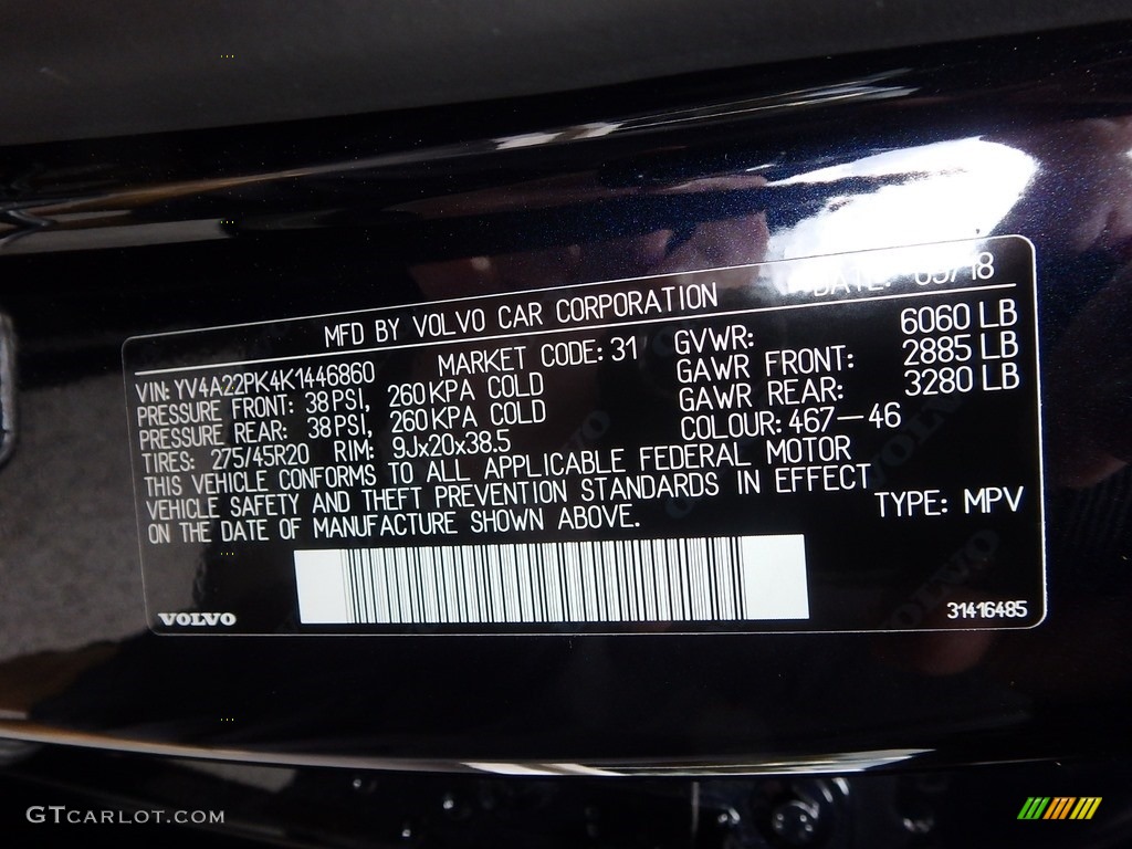 2019 XC90 T6 AWD Momentum - Magic Blue Metallic / Blonde photo #12