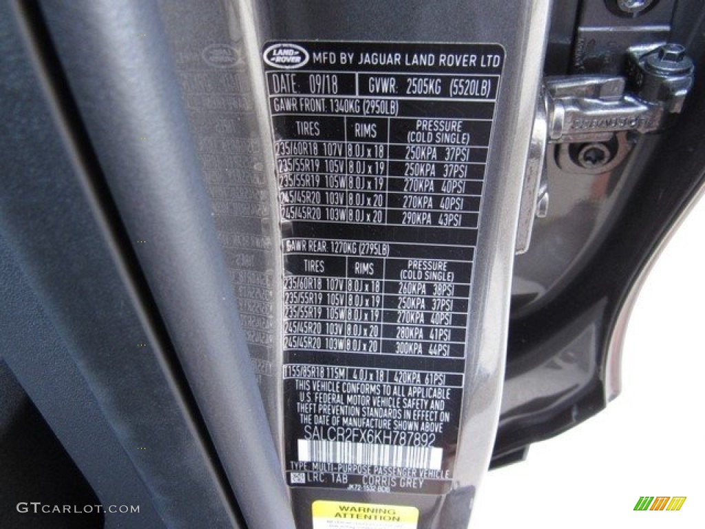 2019 Discovery Sport Color Code 1AB for Corris Gray Metallic Photo #129908873