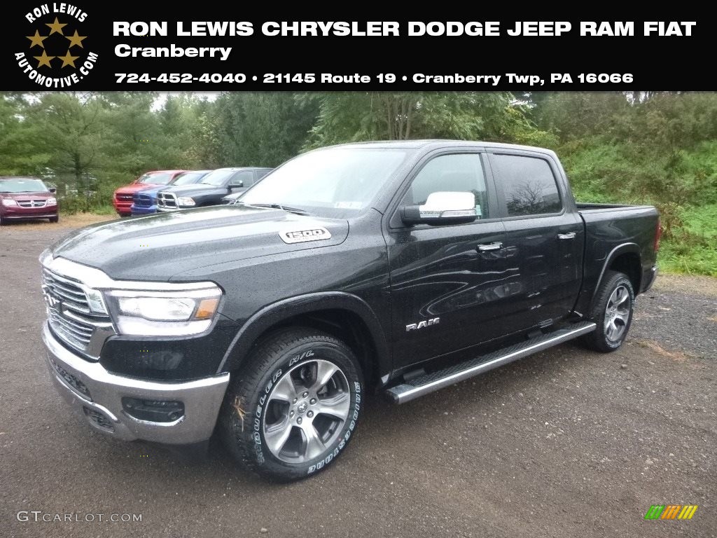 2019 1500 Laramie Crew Cab 4x4 - Diamond Black Crystal Pearl / Black photo #1