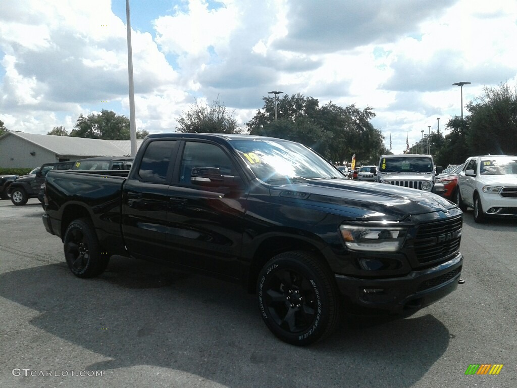 2019 1500 Big Horn Quad Cab 4x4 - Diamond Black Crystal Pearl / Black/Diesel Gray photo #7