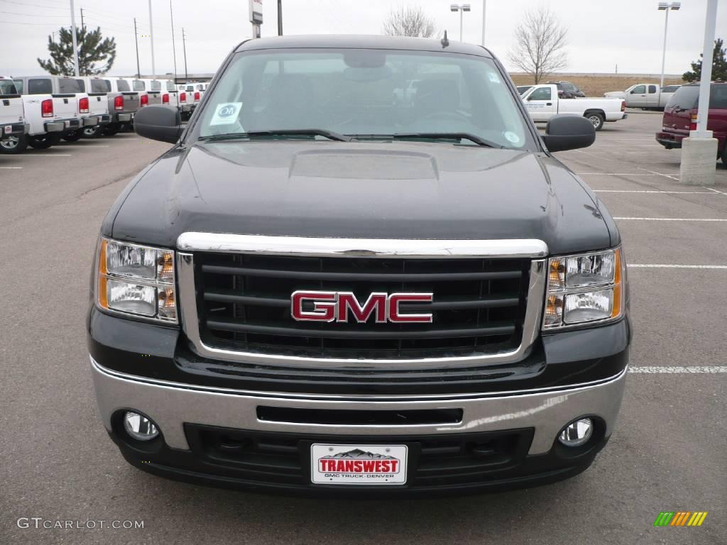 2009 Sierra 1500 SLE Regular Cab 4x4 - Onyx Black / Dark Titanium photo #2