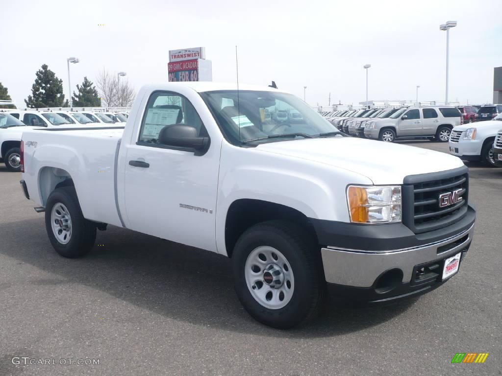 2009 Sierra 1500 Work Truck Regular Cab 4x4 - Summit White / Dark Titanium photo #1