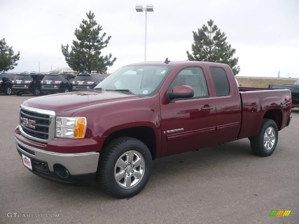 2009 Sierra 1500 SLT Extended Cab 4x4 - Sonoma Red Metallic / Dark Titanium/Light Titanium photo #3