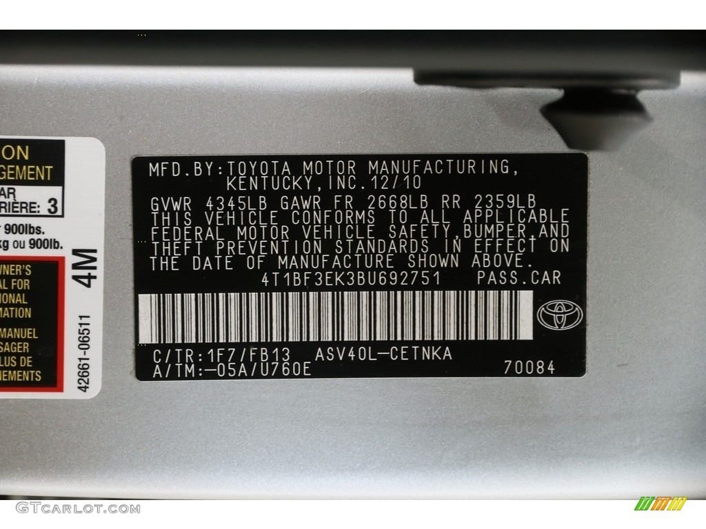 2011 Camry LE - Classic Silver Metallic / Ash photo #19