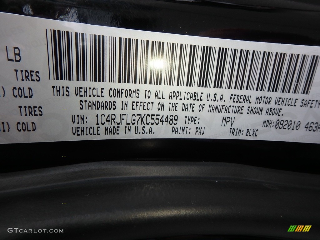 2019 Grand Cherokee Color Code PXJ for Diamond Black Crystal Pearl Photo #129930724