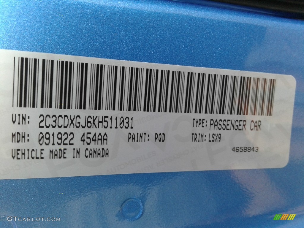 2019 Charger Color Code PQD for B5 Blue Pearl Photo #129941530