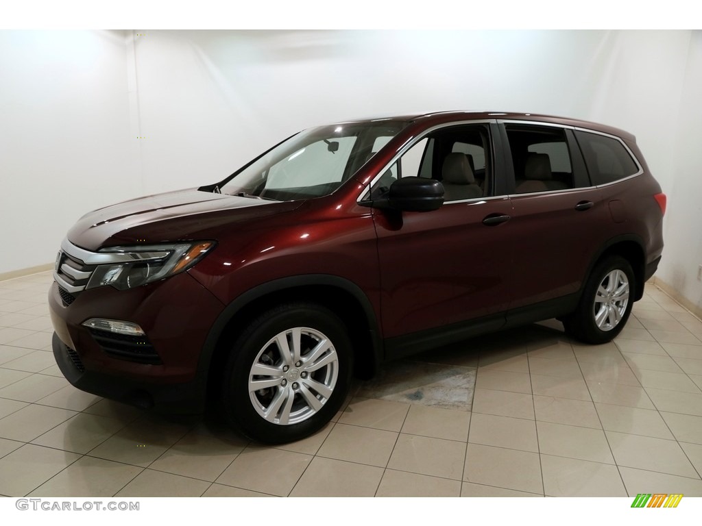 2016 Pilot LX AWD - Dark Cherry Pearl / Beige photo #3