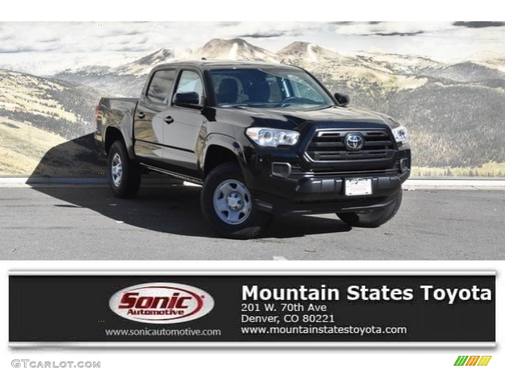 2019 Tacoma SR Double Cab 4x4 - Midnight Black Metallic / Cement Gray photo #1