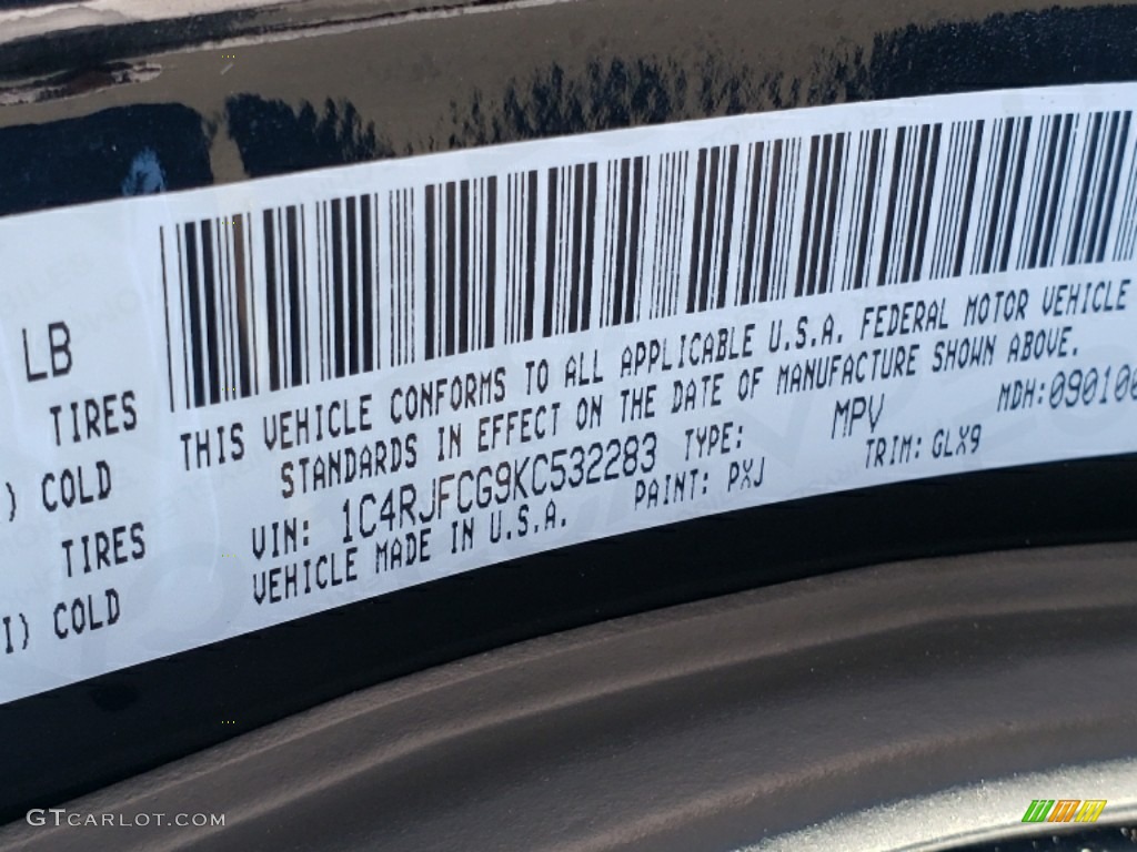 2019 Grand Cherokee Color Code PXJ for Diamond Black Crystal Pearl Photo #129970741