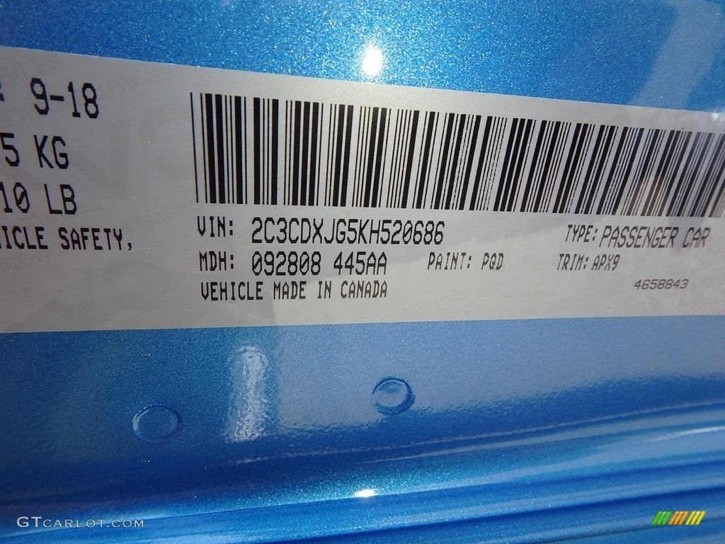 2019 Charger Color Code PQD for B5 Blue Pearl Photo #129983356