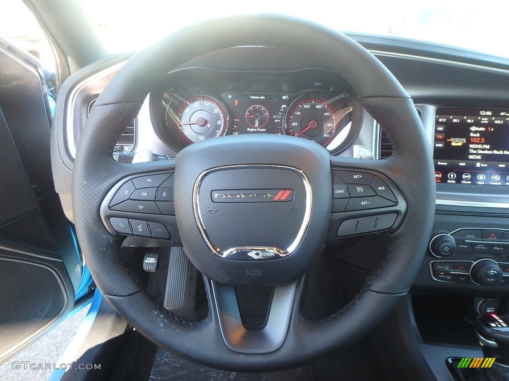 2019 Dodge Charger SXT AWD Black Steering Wheel Photo #129983473