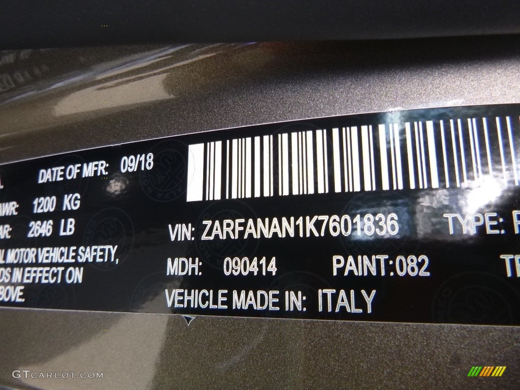 2019 Giulia Color Code 082 for Imola Titanium Metallic Photo #129990310
