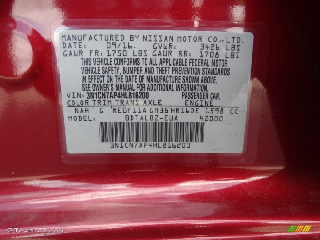 2017 Versa S - Cayenne Red / Charcoal photo #26