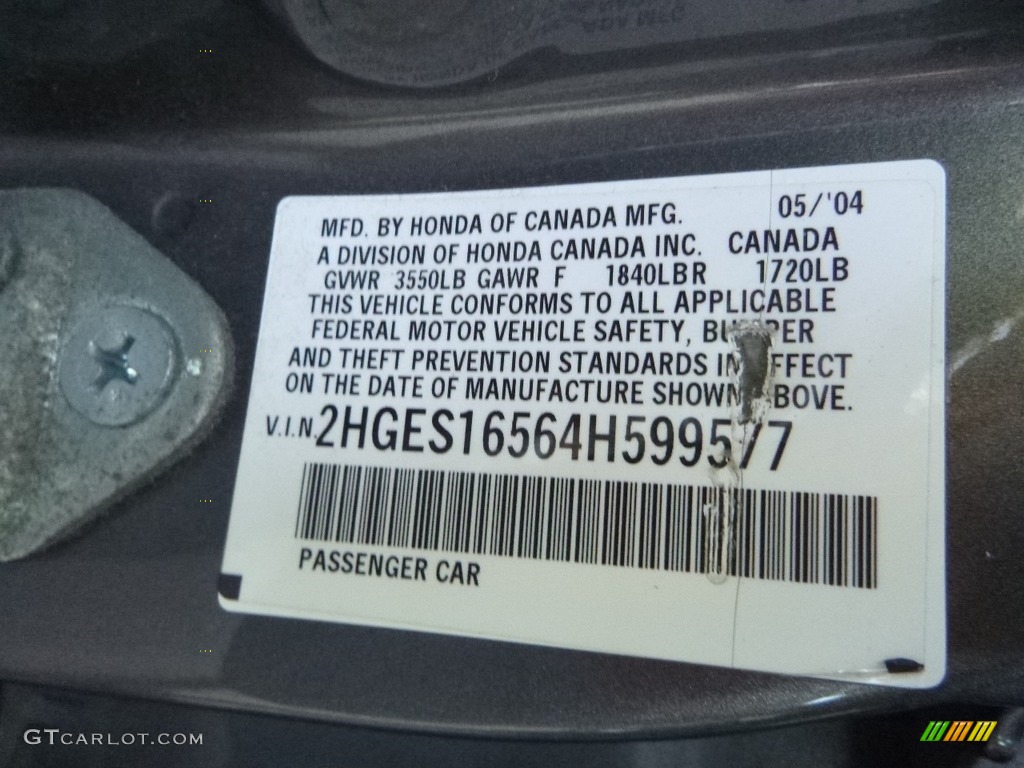 2004 Civic LX Sedan - Shoreline Mist Metallic / Gray photo #15