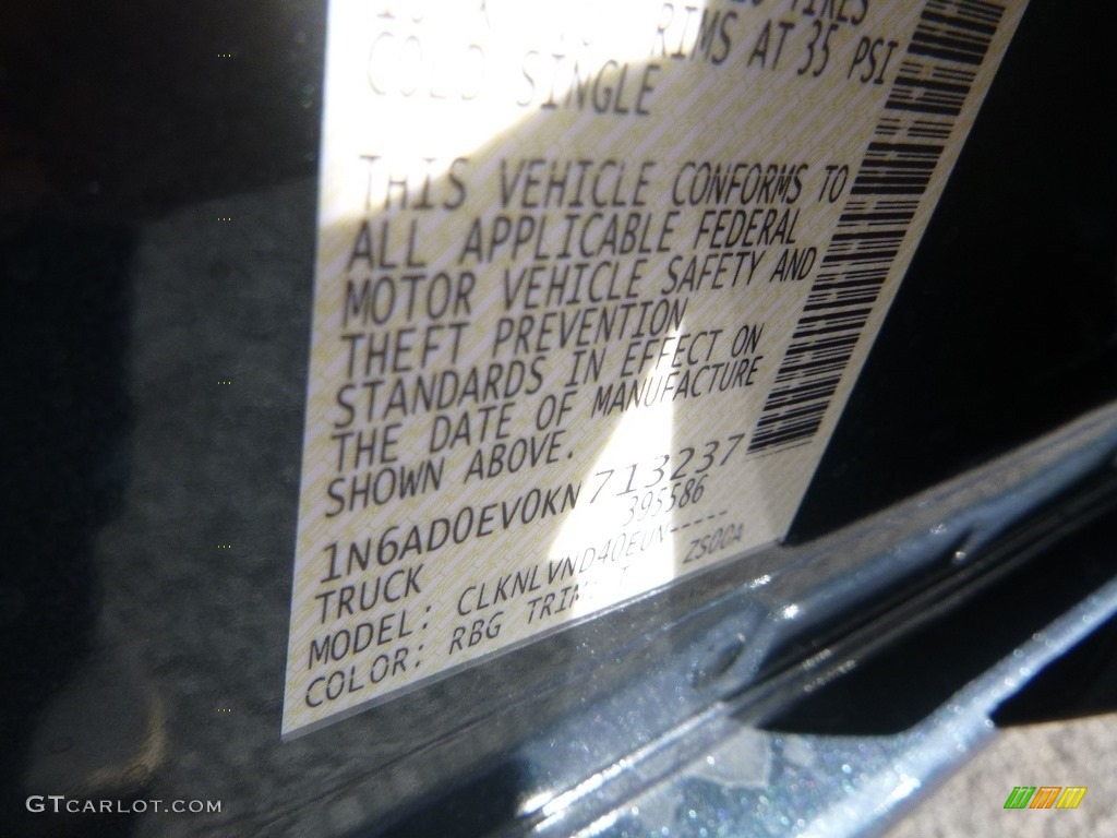 2019 Nissan Frontier Pro-4X Crew Cab 4x4 Color Code Photos