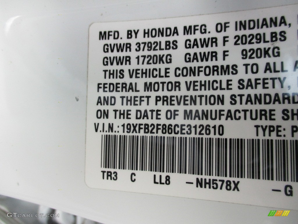 2012 Civic EX Sedan - Taffeta White / Gray photo #19