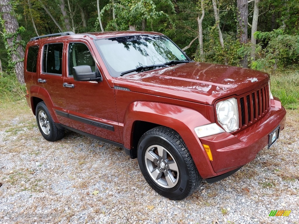 2008 Liberty Sport 4x4 - Inferno Red Crystal Pearl / Pastel Pebble Beige photo #3