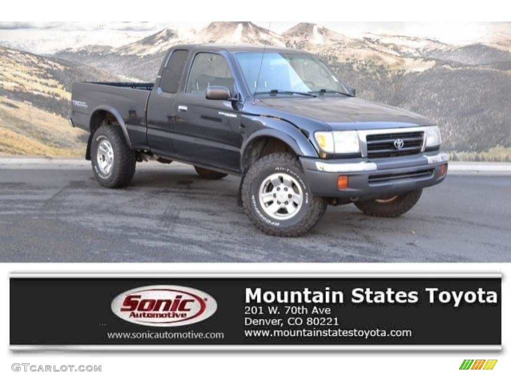 1999 Tacoma V6 Extended Cab 4x4 - Black Metallic / Gray photo #1