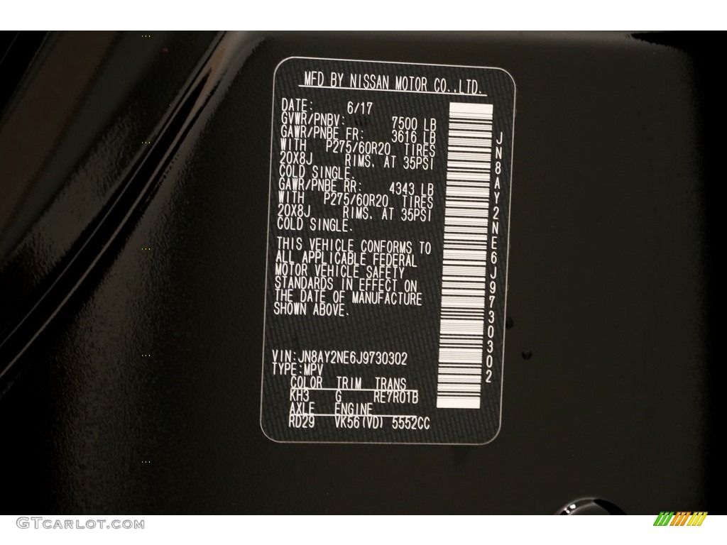 2018 Armada Color Code KH3 for Super Black Photo #130005987