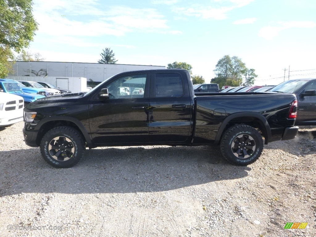 2019 1500 Rebel Quad Cab 4x4 - Diamond Black Crystal Pearl / Black/Red photo #2