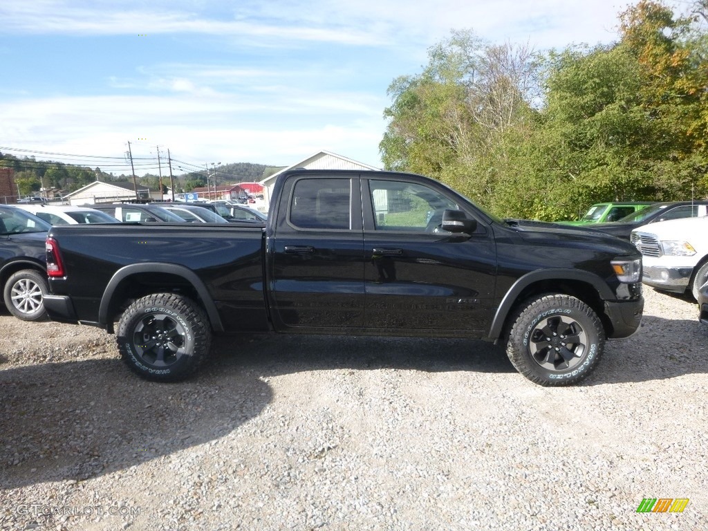 Diamond Black Crystal Pearl 2019 Ram 1500 Rebel Quad Cab 4x4 Exterior Photo #130014303