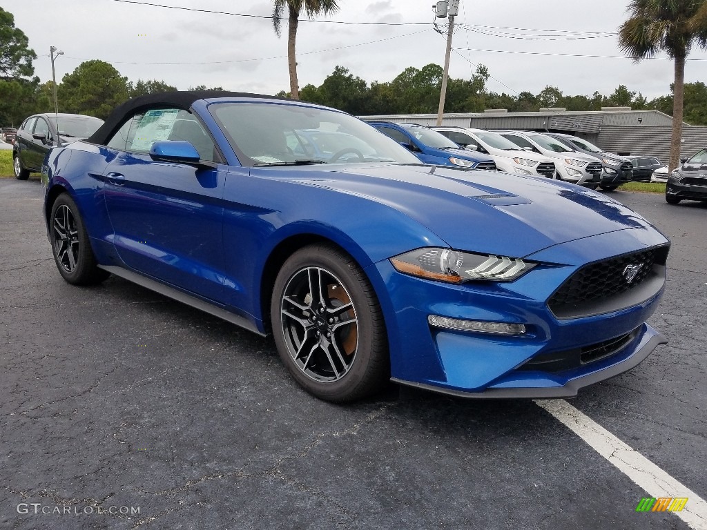Lightning Blue 2018 Ford Mustang EcoBoost Convertible Exterior Photo #130014783