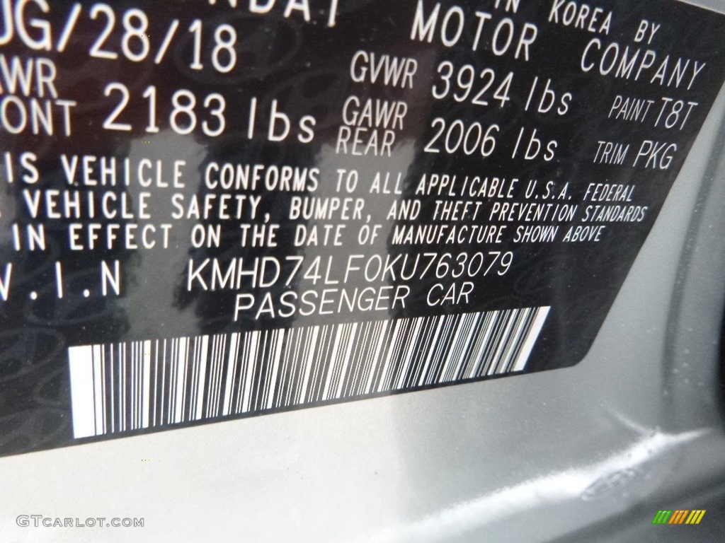 2019 Elantra SE - Symphony Silver / Gray photo #13