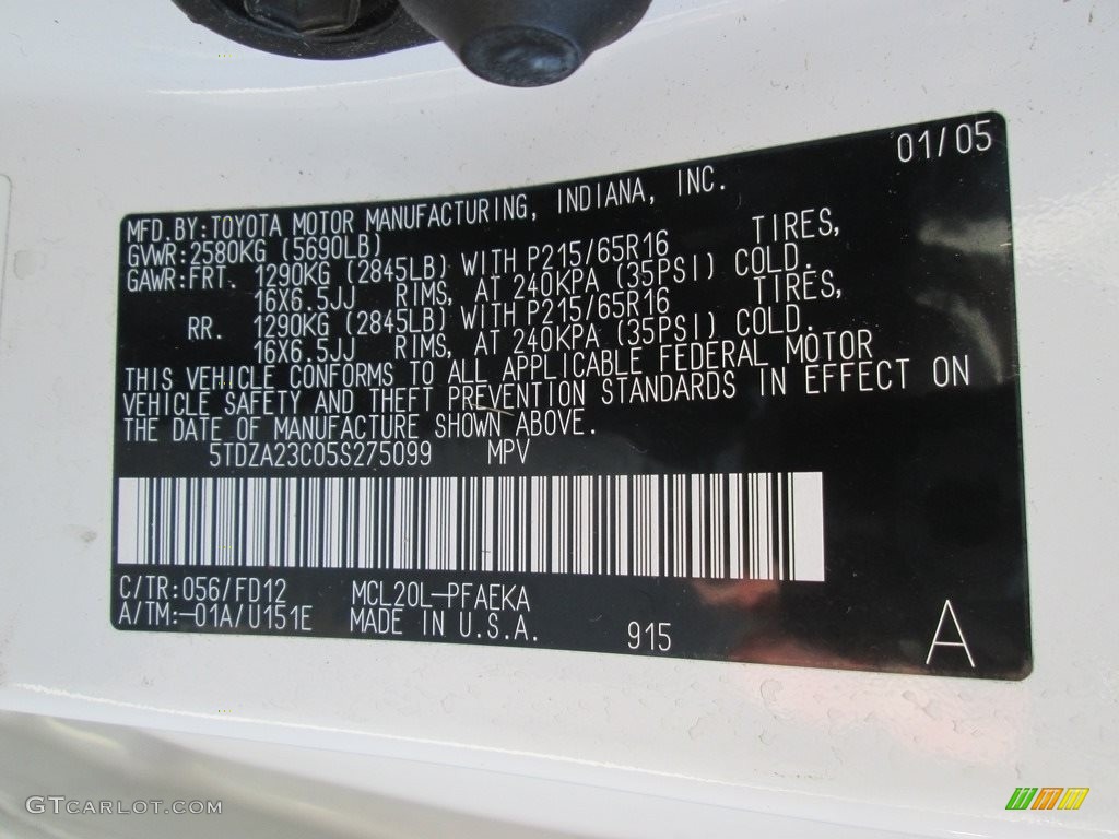 2005 Sienna CE - Natural White / Stone photo #28
