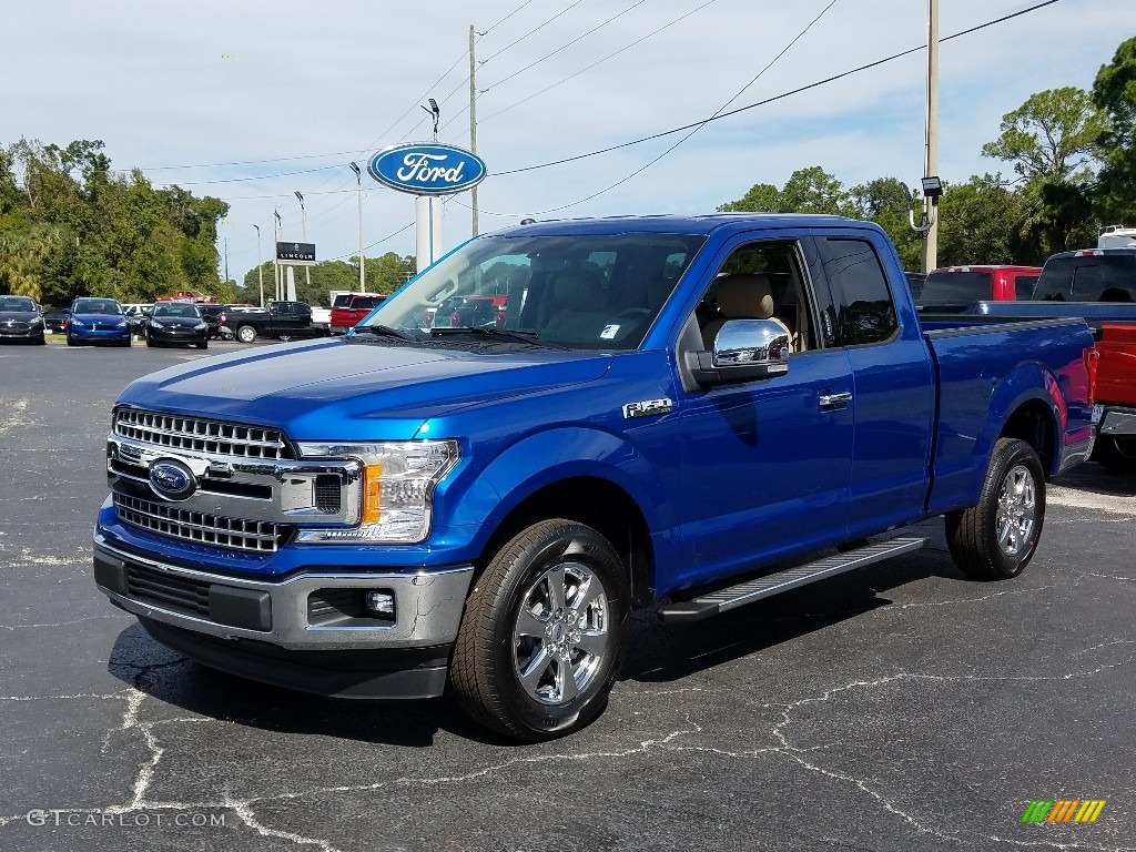 2018 F150 XLT SuperCab - Lightning Blue / Light Camel photo #1