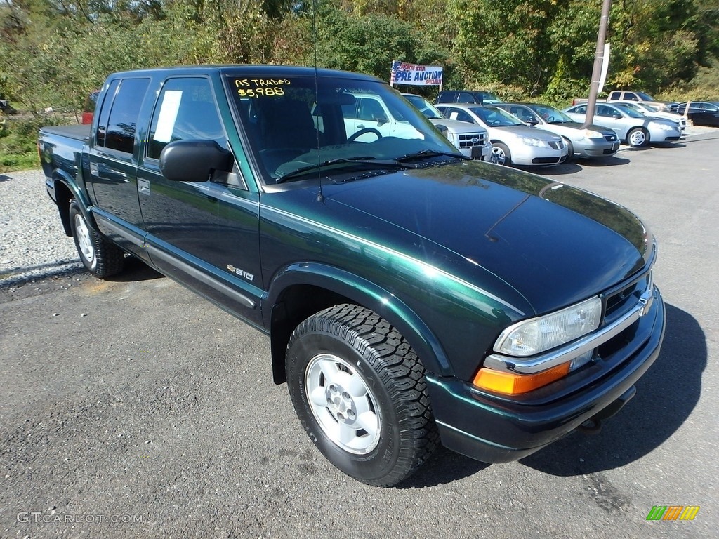 2003 S10 LS Crew Cab 4x4 - Dark Green Metallic / Graphite photo #5