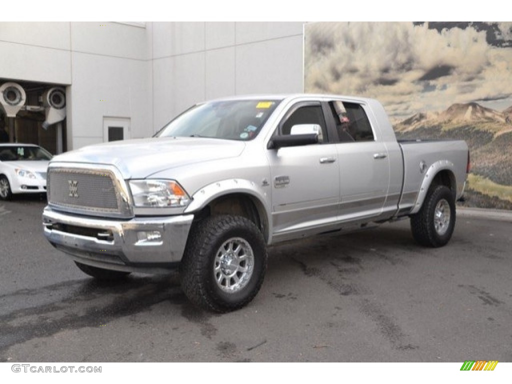 2012 Ram 2500 HD Laramie Longhorn Mega Cab 4x4 - Bright Silver Metallic / Light Pebble Beige/Bark Brown photo #2