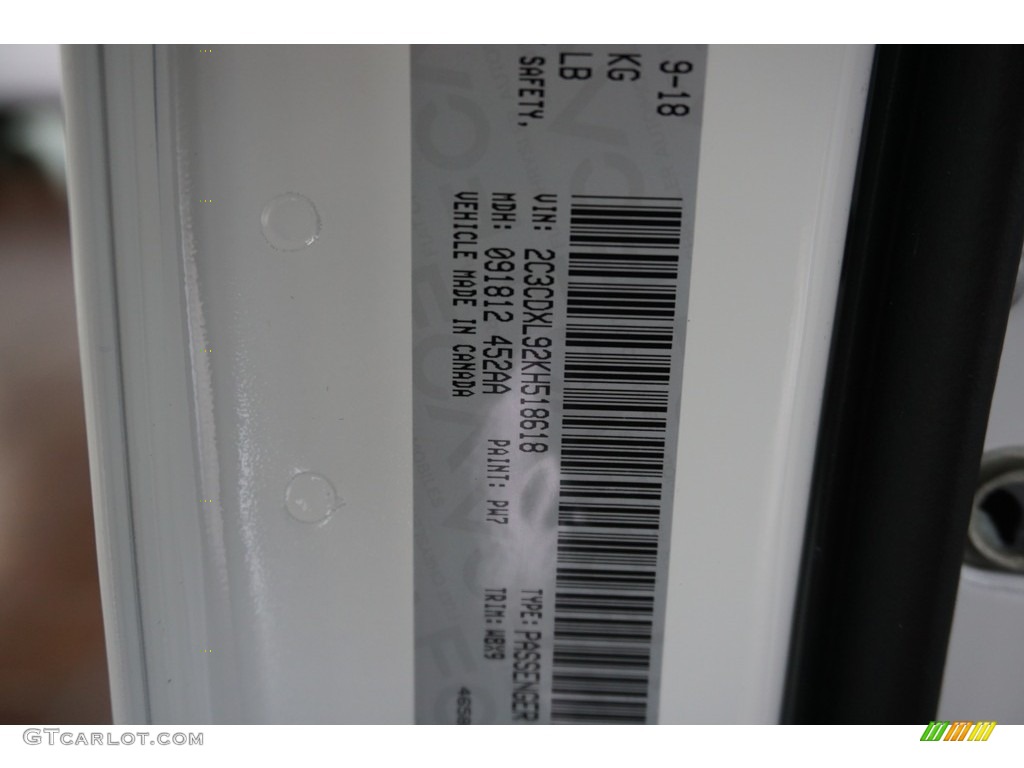 2019 Charger Color Code PW7 for White Knuckle Photo #130054196