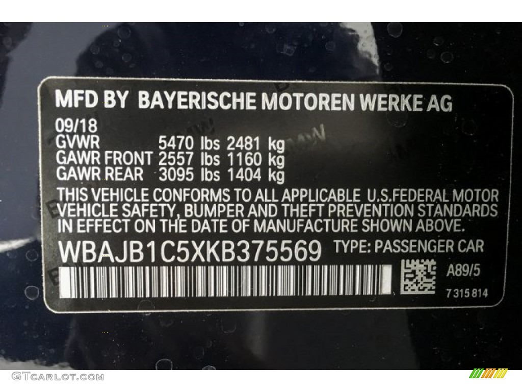2019 5 Series 530e iPerformance xDrive Sedan - Imperial Blue Metallic / Black photo #11