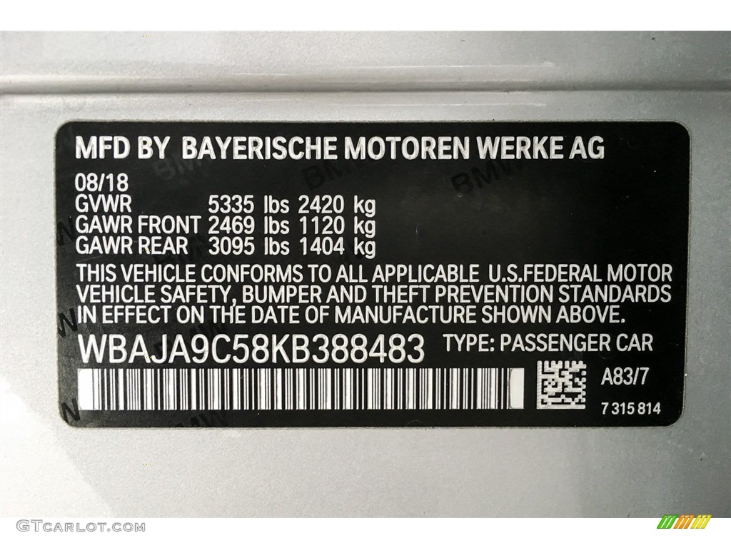 2019 5 Series 530e iPerformance Sedan - Glacier Silver Metallic / Black photo #11