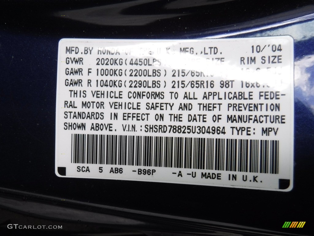 2005 CR-V EX 4WD - Eternal Blue Pearl / Black photo #21