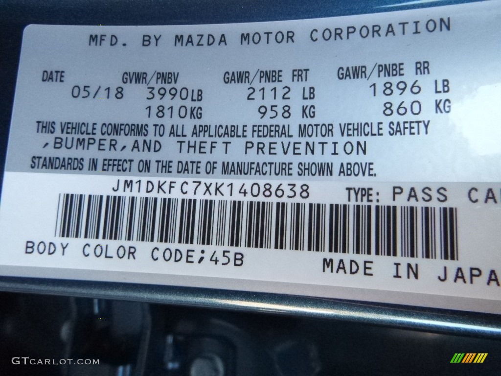 2019 CX-3 Color Code 45B for Eternal Blue Mica Photo #130073706