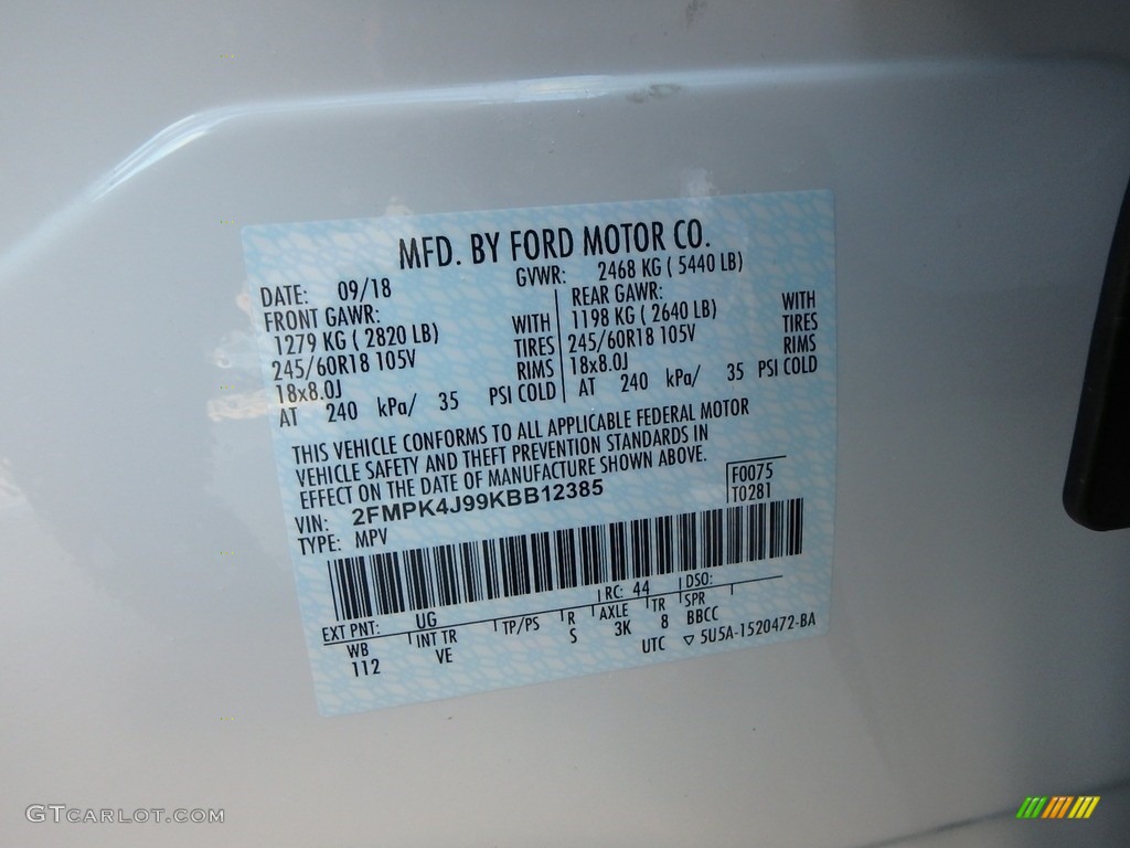 2019 Edge Color Code UG for White Platinum Photo #130075056