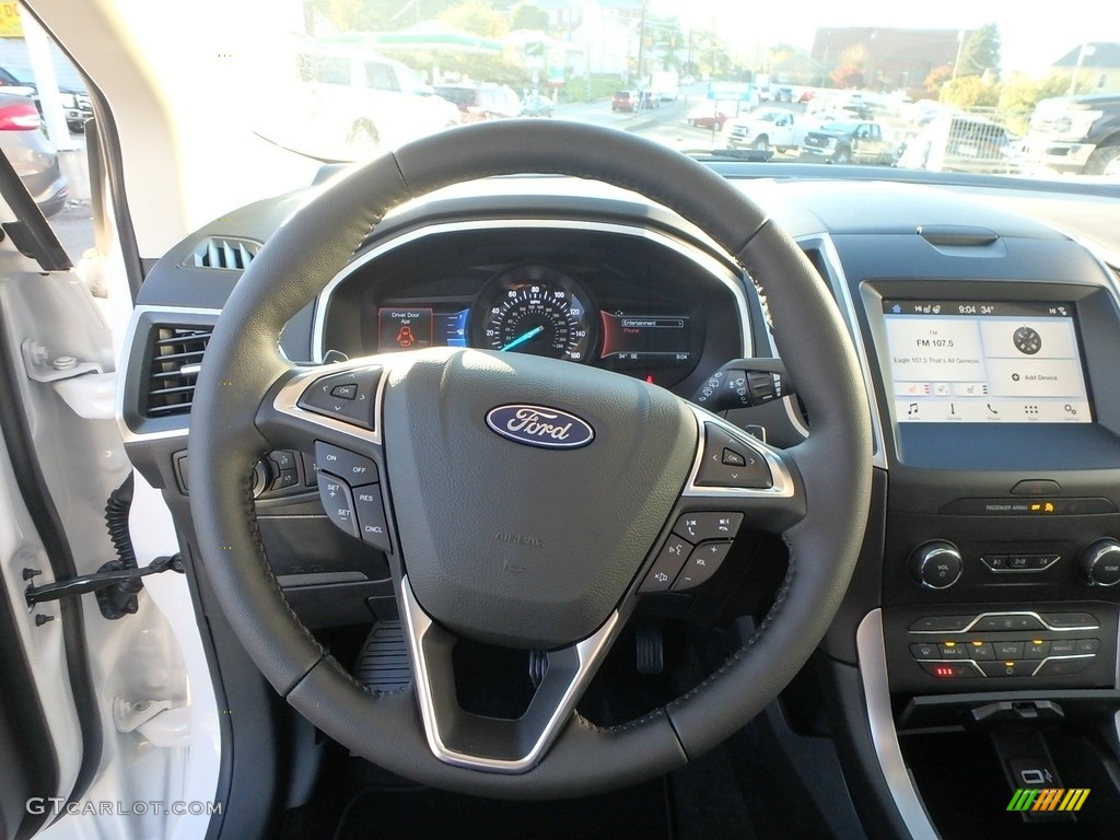 2019 Ford Edge SEL AWD Ebony Steering Wheel Photo #130075110
