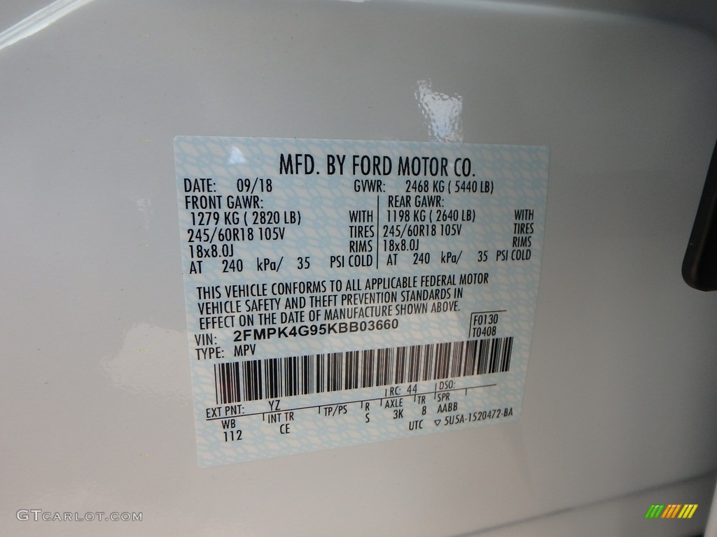 2019 Edge Color Code YZ for Oxford White Photo #130075611