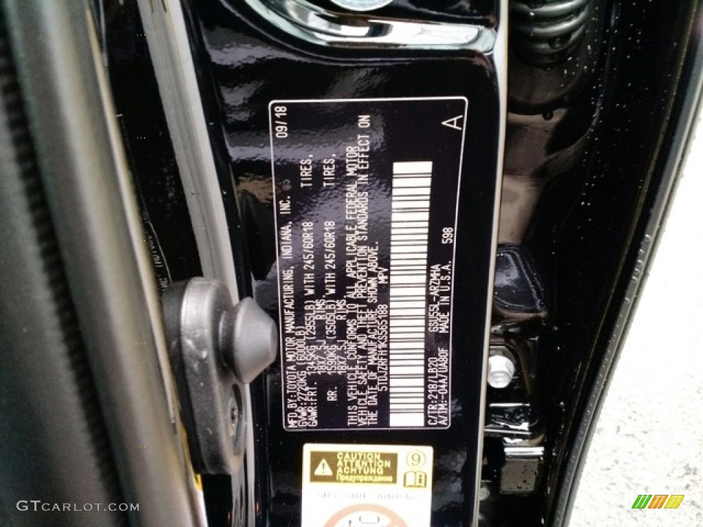 2019 Highlander Color Code 218 for Midnight Black Metallic Photo #130076265