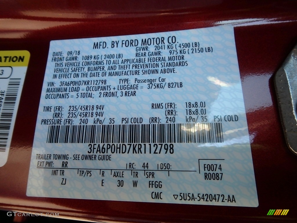 2019 Fusion Color Code RR for Ruby Red Photo #130076823