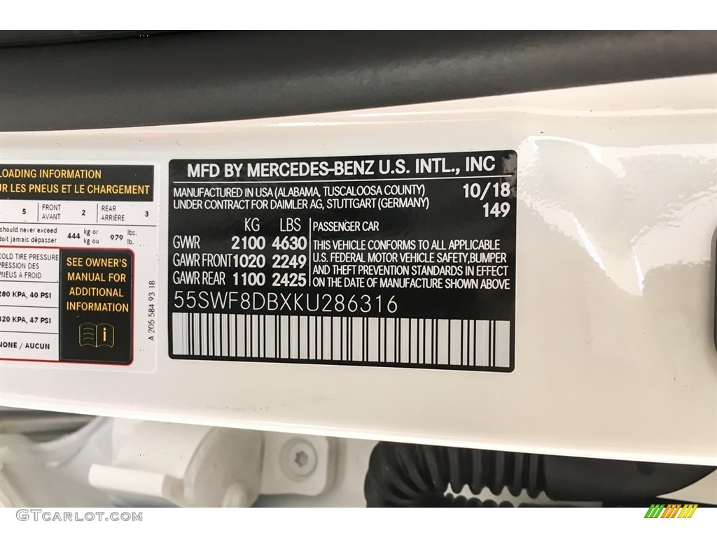 2019 C Color Code 149 for Polar White Photo #130082838