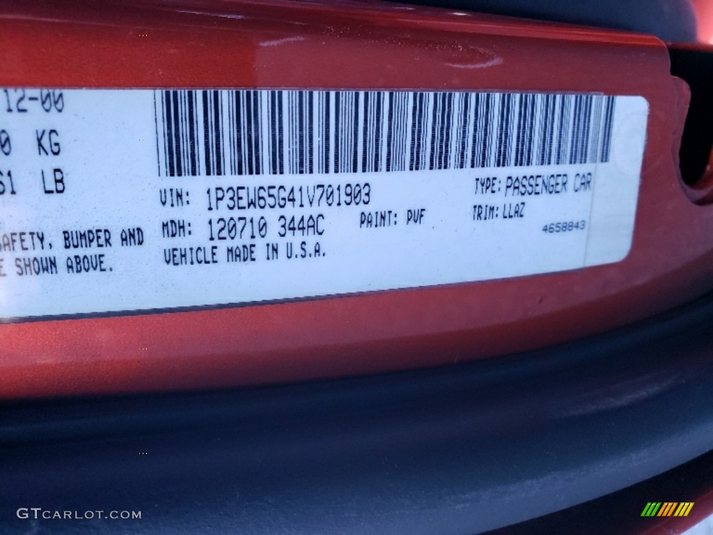 2001 Prowler Color Code PVF for Prowler Orange Photo #130084131
