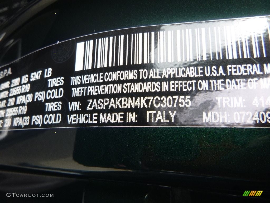 2019 Stelvio Ti AWD - Verde Visconti (Green) Metallic / Black photo #21