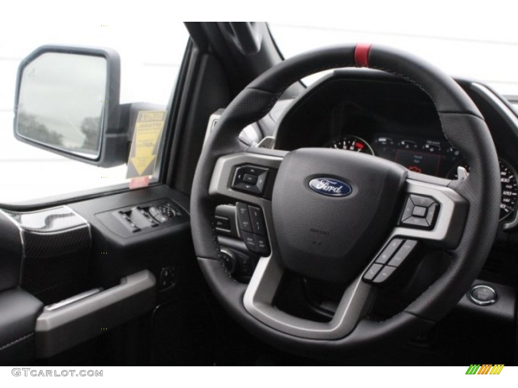 2018 Ford F150 SVT Raptor SuperCrew 4x4 Raptor Black Steering Wheel Photo #130111589