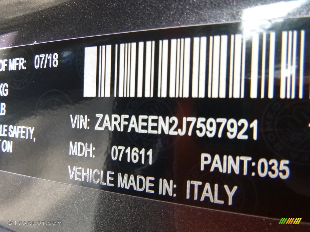 2018 Giulia Ti AWD - Vesuvio Gray Metallic / Black/Red photo #22
