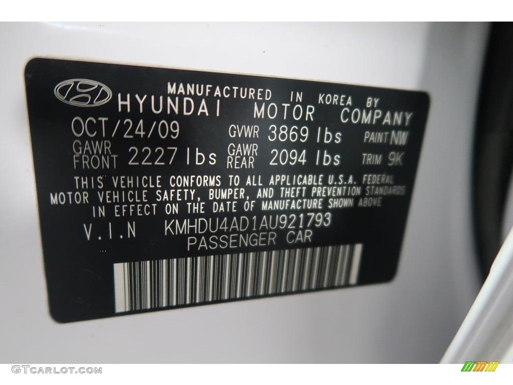 2010 Elantra GLS - Nordic White / Beige photo #47