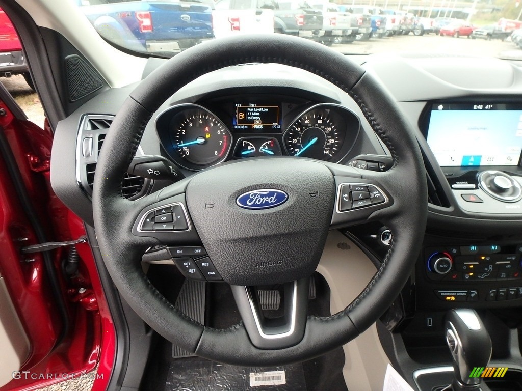 2019 Ford Escape Titanium 4WD Medium Light Stone Steering Wheel Photo #130134839